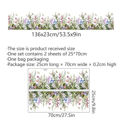 Plant Grass Wall Stickers Wall Corner Stickers Flowers Butterflies Base Board Skirting Line Wall Decals for Bedroom Living Room Staircase Kitchen Bathroom