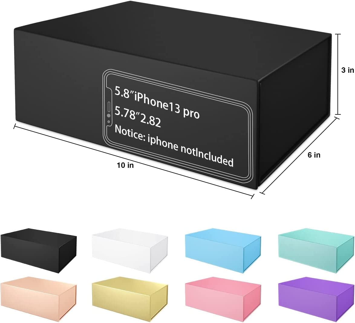 Gift Boxe 10" x 6" x 3" with Magnetic Closure Lid Gift Boxes for Presents,Bridesmaid Gifts Box,Cute Box,Birthday Gift box,Luxury for Gift Packaging, Magnetic Gift Box for Wrapping Gifts (Black/5PCS)