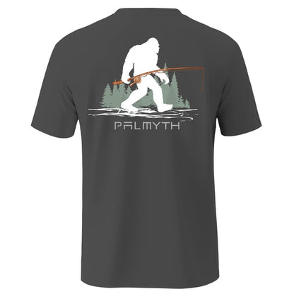 Palmyth Fishing Shirts for Men Short Sleeve Sun Protection T-Shirts UPF 50+ Rash Guard Tee Charcoal Bigfoot Fishing X-Large