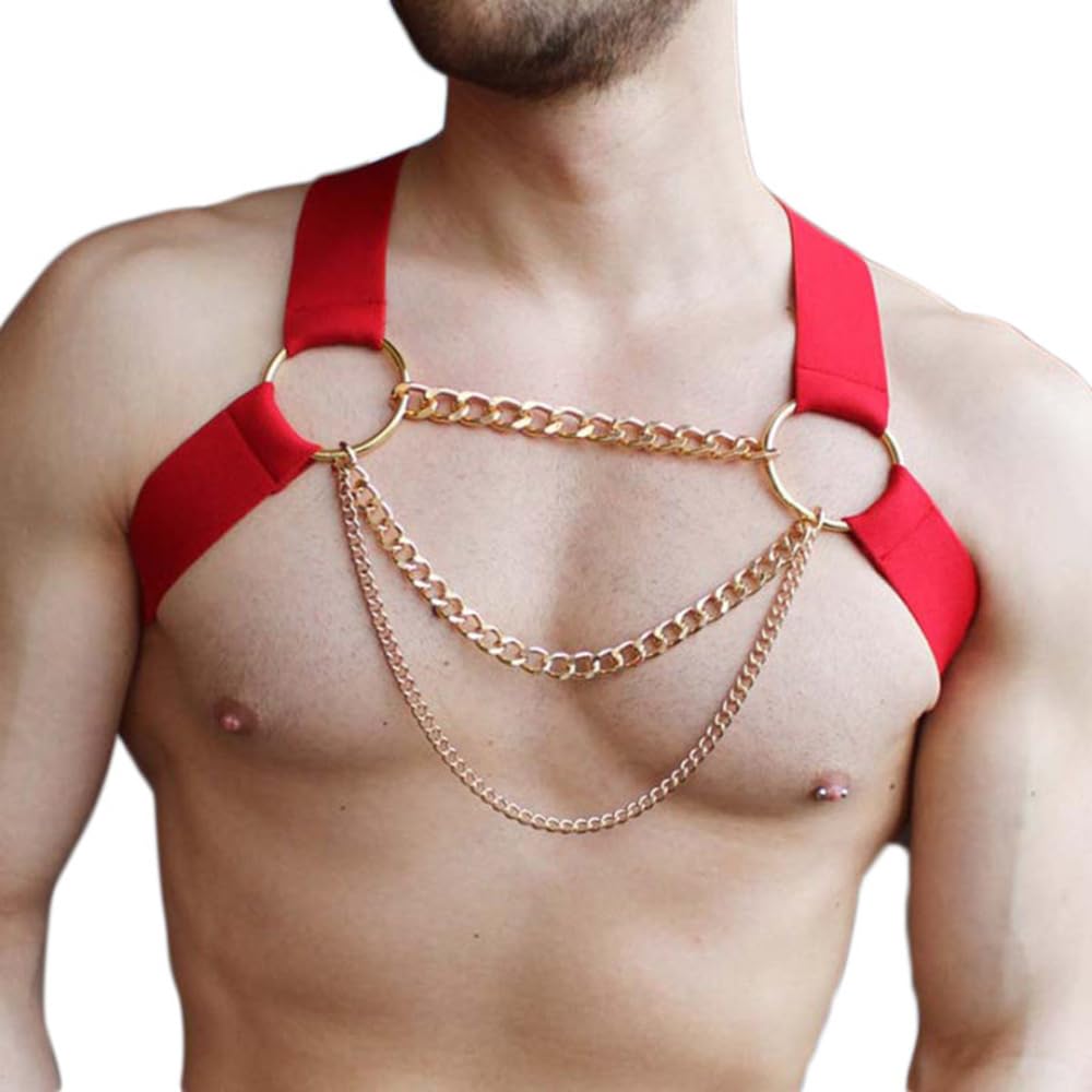 YITMGDD Men's Leather Harness Body Chest Armour Made up of Genuine leather With Buckles Adjustable Strap Belt for Party Halloween