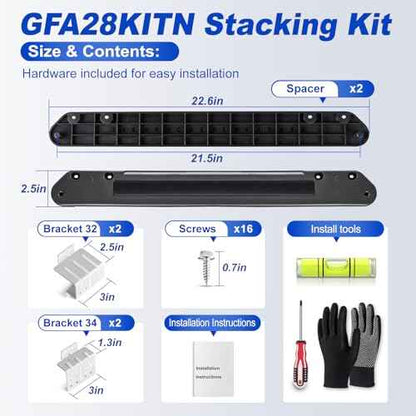 [Patented] GFA28KITN Stacking Kit for GE 28"W Washer Dryer Stack Bracket Kit - Compatible with GE 28 inch Width Front Load Washers and Dryers Laundry Stacking Kit