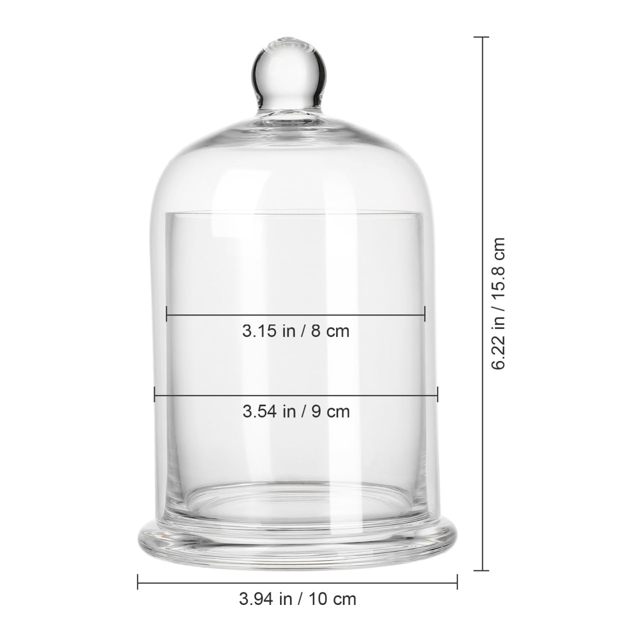 Garneck 2 Sets Glass Cloche Candle Holder Bell Jar: Clear Dome Cover Transparent Candle Cup Display Case for Wedding Centerpiece Bar Cafe Home Table Decor Mini Plant Ornament