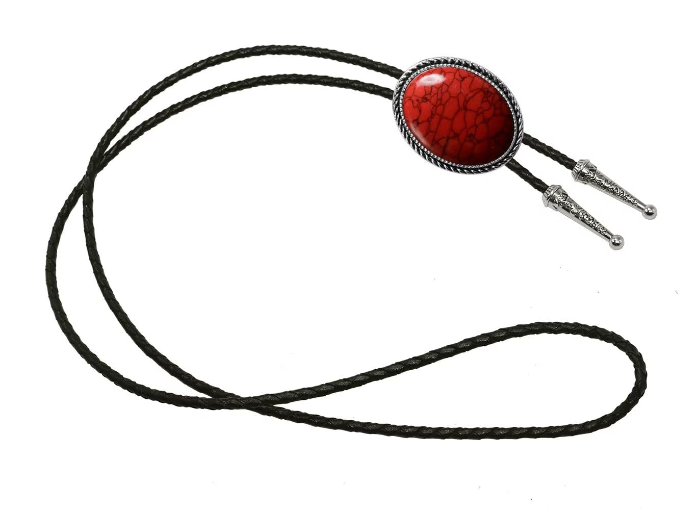 GURANSE Bolo tie With Natural Stone Stripes Round Cowboy Western Style Necktie More Color