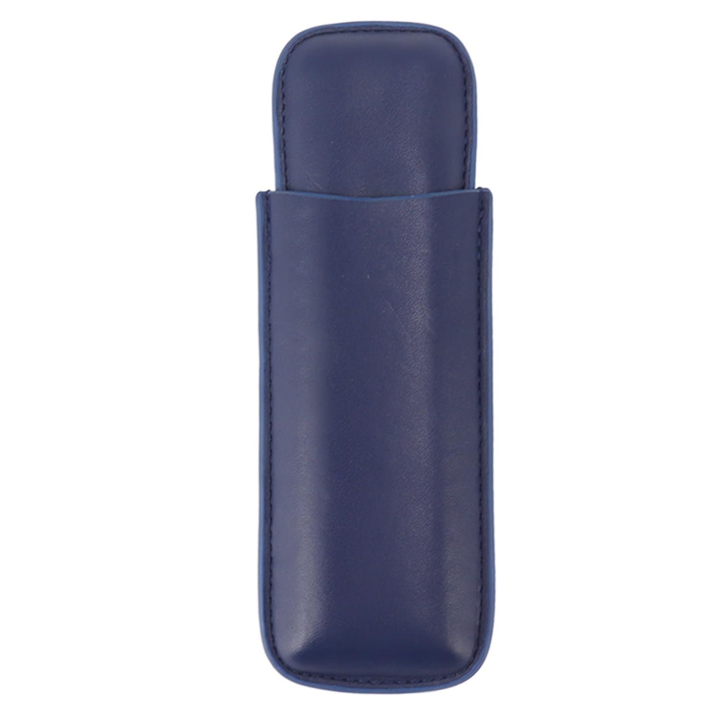 OEBUAFI 2 Finger Faux Leather Cigar Case, Premium Soft Touch Travel Holder with Front Pocket for Cutter, Elegant Sewing Technology Lightweight Durable Men (Blue)