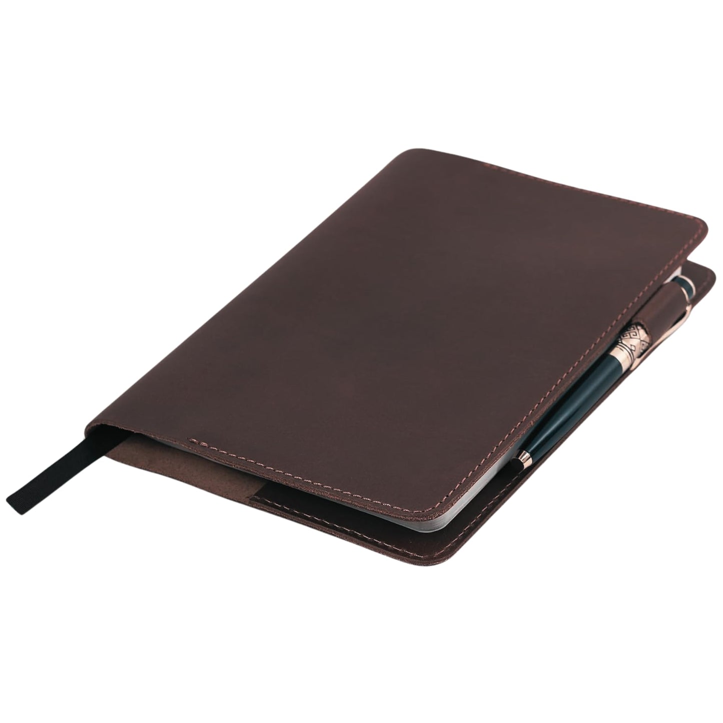 CestAntiQ, A5 Leather journal cover, Refillable Journal Cover for Large and Medium A5, Leather Handmade Notebook Cover, 5.75 x 8.25 Inches Leather Bound Journal (Brown)