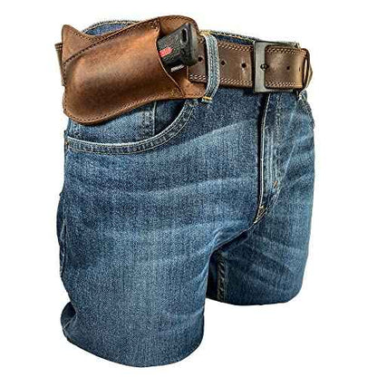 Horizontal Knife Holster Handmade from Full Grain Leather - Multitool Holder, Tool Case, Camping & Outdoor Accessories :: Bourbon Brown