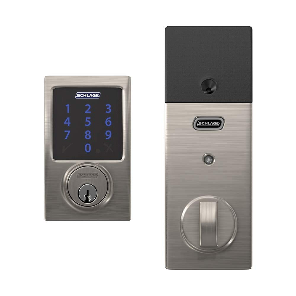 SCHLAGE BE469ZP CAM 605 Connect Smart Deadbolt With Alarm Inbuilt Camelot Trim In Bright Brass