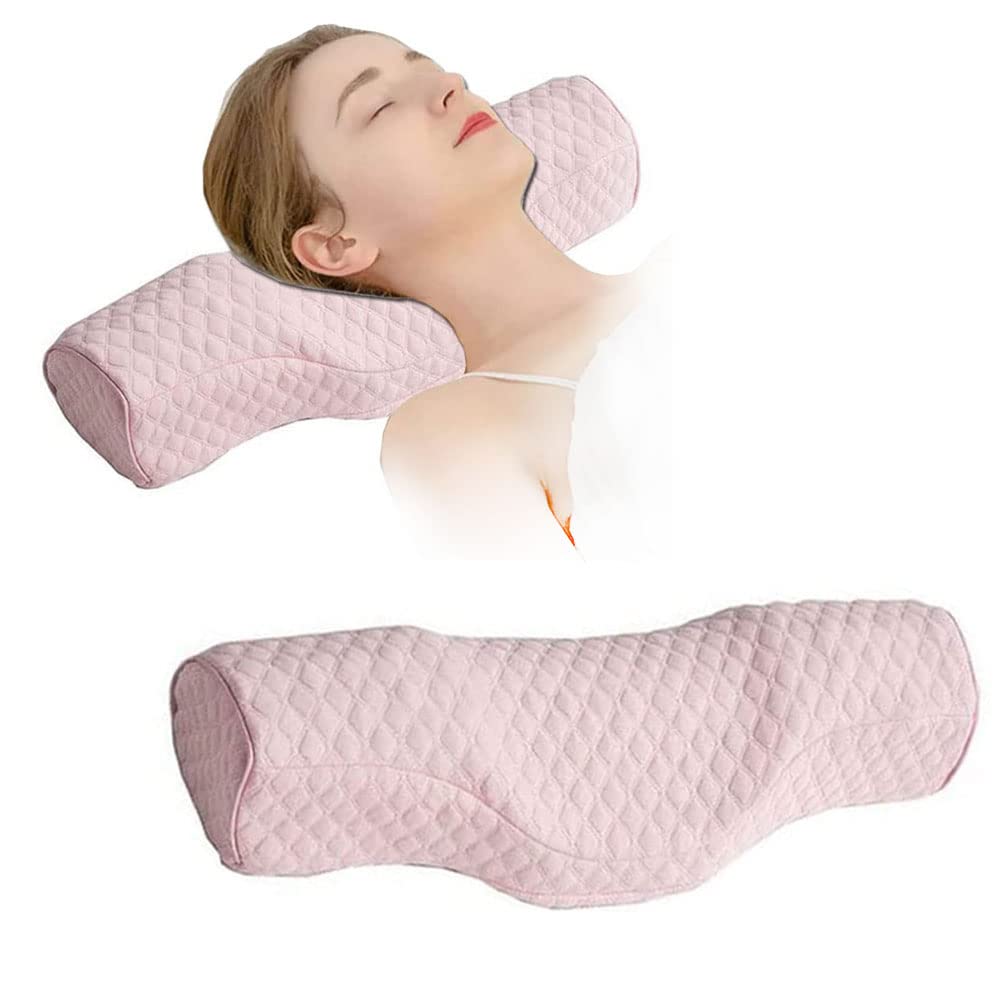 Cervical Neck Pillow for Pain Relief Sleeping, Neck roll Pillow Memory Foam for Stiff Neck Pain Relief ，Travel Bolster Pillow for Bed for Side Sleepers Back Sleeper. (Blue)