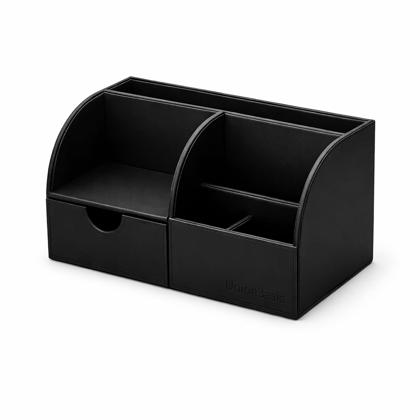 UnionBasic Desk Organizer - Multifunctional Leather Desktop Pen Holder Storage Box - Business Card/Pen/Pencil/Mobile Phone/Stationery Holder, Black