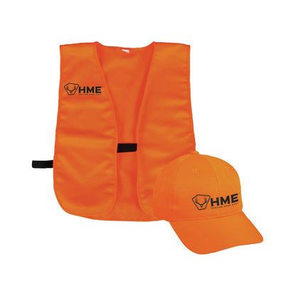 HME Highly Visible Blaze Orange Durable Reliable Versatile All-Season Unisex Safety Vest & Adjustable Hat with Hook-and-Loop Backstrap