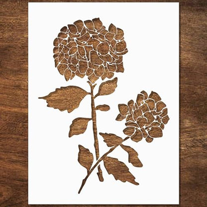 Hydrangea Stencil - Flower Stencils for Painting on Wood, Paper, Fabric, Wall, Furniture - Stencils for Crafts Reusable for Art, Cards, Journaling & Pattern Template - Floral Stencil (6x8 inch)