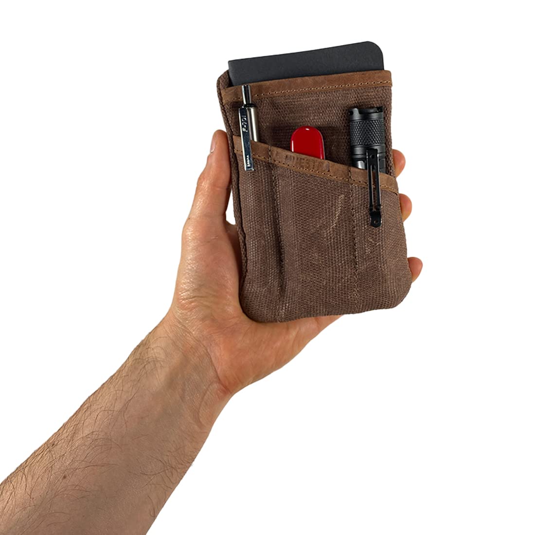 Hide & Drink, Multi-Tool Pocket Pouch, Compact Multipurpose EDC Zippered Bag, Mini Camping Tool Case, Waxed Canvas, Knife Holster, Handmade Slim Organizer, Honey Bourbon