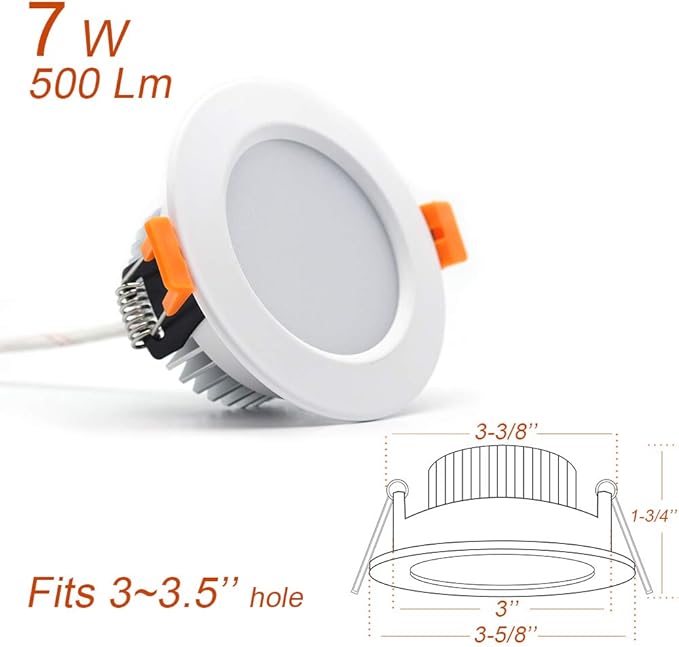 3 inch Dimmable LED Recessed Lighting, 7W Retrofit Downlight, 4000K Natural White, CRI 80 with LED Driver, as AC 110V Ceiling Light Fixture for Living Room, Kitchen, Bedroom, Hallway, 10 Pack