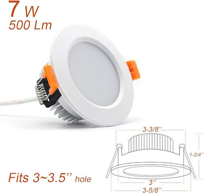 3 inch Dimmable LED Recessed Lighting, 7W Retrofit Downlight, 4000K Natural White, CRI 80 with LED Driver, as AC 110V Ceiling Light Fixture for Living Room, Kitchen, Bedroom, Hallway, 4 Pack