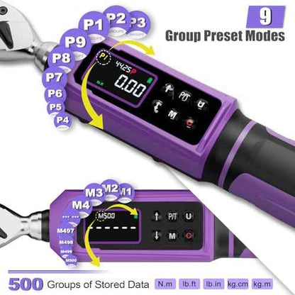 Digital Torque Wrench 3/8 Drive, 0.66-44.25 Ft.lb / 0.9-60 Nm Inch Pound Torque Wrench with Dual Direction Ratchet, ¡¾1% Accuracy with Vibration, Buzzer and LED Alert
