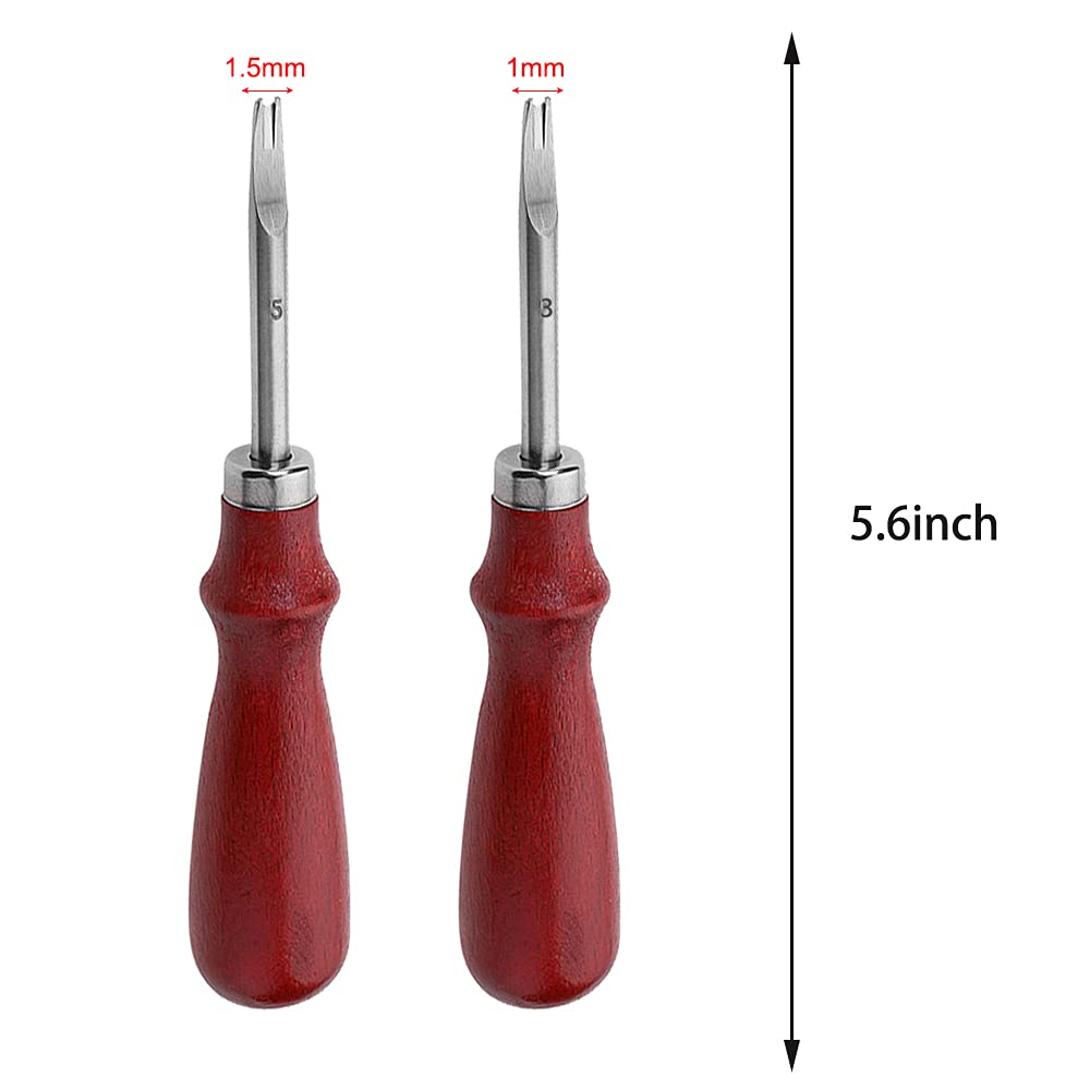 2 PCS Leather Edge Skiving Beveler Craft Keen Edge Cutting Leather Burnishing Tool, Leather Edge Skiving DIY Craft Tool for Leather Crafting Working Tools 2 Sizes(1.0 mm&1.5 mm Size) (3#+5#)