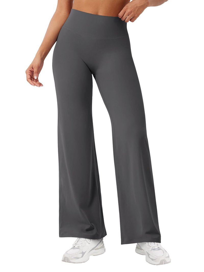 YEOREO Workout Leggings Womens No Front Seam Straight Leggings 29" High Waist Buttery Eddiy Gym Yoga Pants Dark Gray M