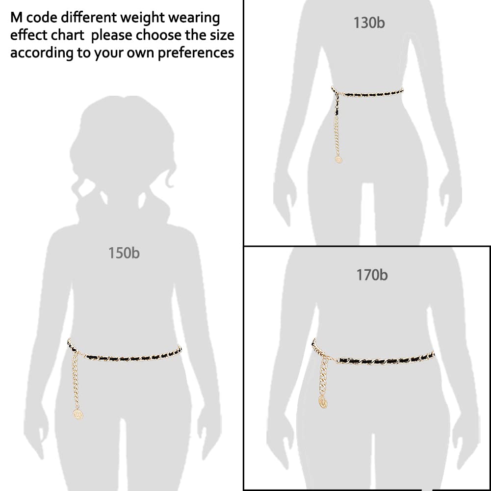 HIQUACC Leather Chain Belts for Women Girls, Layered Body Chain Belts Metal Waist Chain for Dress Vest Jeans
