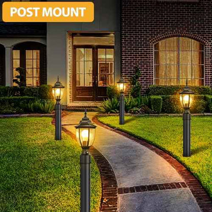 Lamomo Outdoor Post Lights, 2 Packs Dusk to Dawn Lamp Post Light Fixture, Waterproof Aluminum Lamp Posts Outdoor Lighting Pole Lantern for Yard Patio Pathway Garden