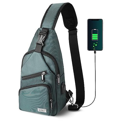 AMJ Crossbody Sling Bag Men Women, Casual Shoulder Backpack, Chest Daypack Satchel for Hiking Travel