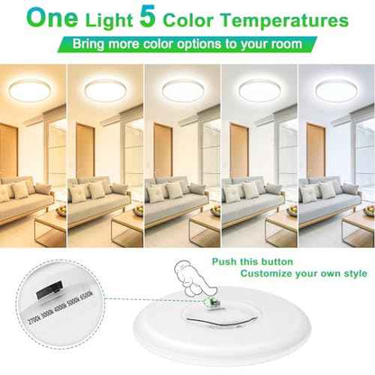 2-Pack 20W LED Flush Mount Ceiling Lights, 10 Inch 2600LM Ultra Thin Round Light Fixtures Ceiling Mount, 2700K/3000K/4000K/5000K/6500K 5CCT Selectable, Modern LED Lamps for Stairwell, Basement