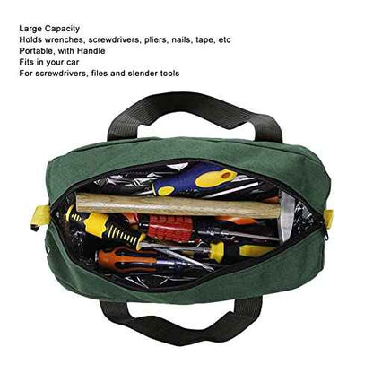 Wide Mouth Hand Tool Bag, Waterproof Heavy Duty Large Capacity Large Zipper Portable Canvas Tool Tote Bag for Woodworking Electrician (20 Inch)