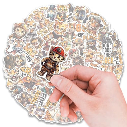 Tiger Stickers 50 Pieces Vinyl Waterproof Decal for Laptop Water Bottle Phone Car Window Bike Motorcycle Stakeboard Scrapbook Tigers Sticker Gifts for Kid Teen Adult