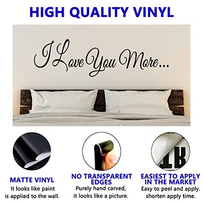 VODOE Wall Decals for Bedroom, Wall Decals Quotes, Love Women Family Inspirational Couples Marriage Life Bathroom Living Room Kitchen Sayings Signs Art Home Decor Vinyl Stickers I Love You More 25"X7"