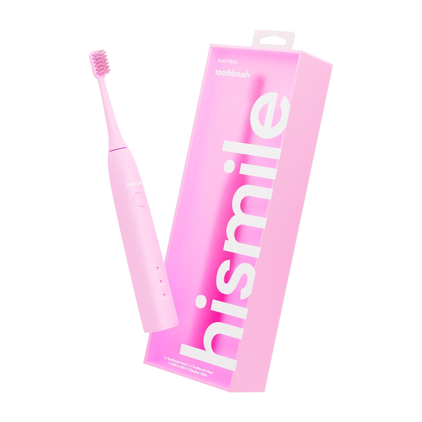 HISMILE Electric Toothbrush, 3 Brushing Modes, Smart Timer, Rechargeable Electric Tooth Brush for Adults and Children, Soft-Tapered Bristles, Mode Memory (Pink)