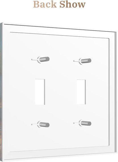 Decorative Art Light Switch Covers Mexican Sombrero & Serape Vibes 2 Gang Double Toggle Wall Plate Decorative Switchcover Electrical Switchplate for Home Decor