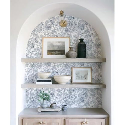 Navy Blue Floral Peel and Stick Wallpaper Boho 118inL 17.3inW Modern Contact Paper for Cabinets and Drawers Self Adhesive Removable Wallpaper for Bedroom Bathroom Waterproof Blue Contact Paper