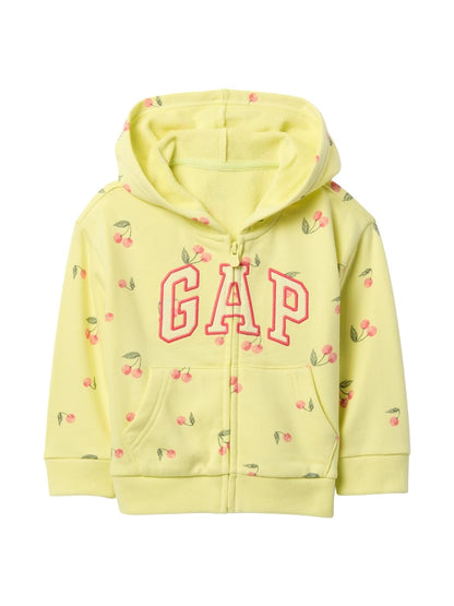 GAP Baby Girls Logo Full Zip Hoodie Hooded Sweatshirt, Citron, 5YRS