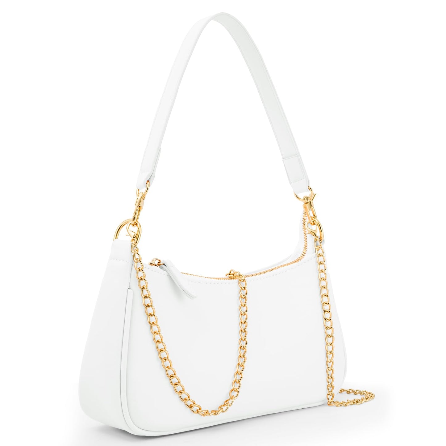 Uygafly Purses for Women Shoulder Bag and Handbags,Small Leather Purse with Removable Straps - White