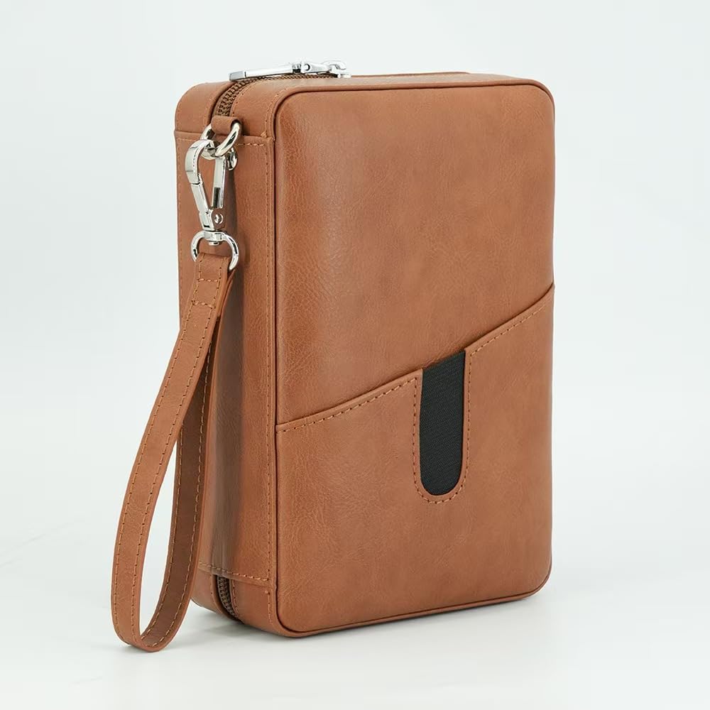 Goshentech Leather cedar cood,Capacity: 6 pcs,portable travel case (Brown)