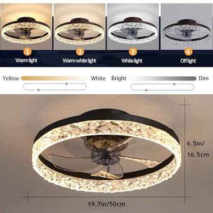 PSHRFANST 19.7" Modern Low Profile Ceiling Fan with Lights and 6-Speed Remote, Dimmable LED, Reversible Quiet DC Motor - Ideal for Bedroom, Kitchen, Office (Black)