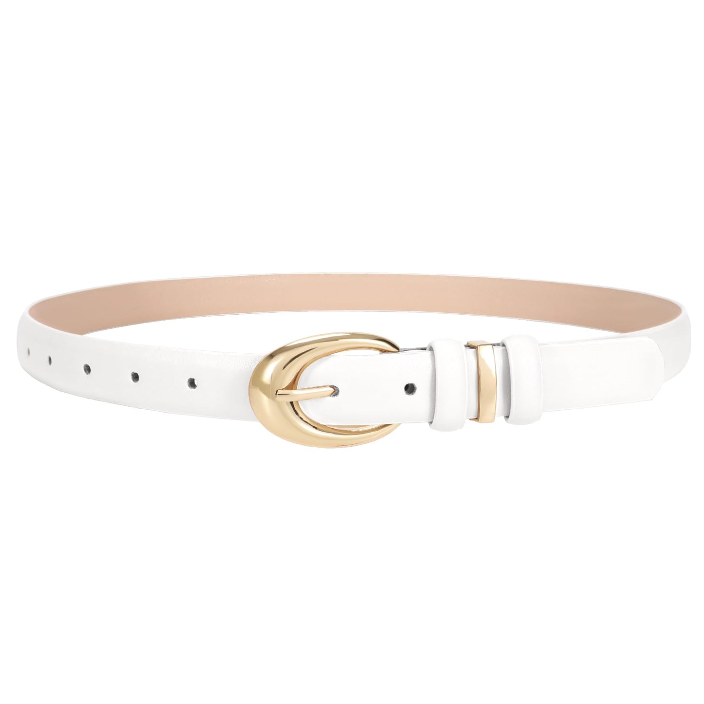 TRIWORKS Women Leather Belt for Jeans Pants Fashion Ladies Skinny Faux Leather Dress belt with Gold Buckle