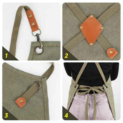 SAN LIKE Woodworking Apron for Men Chef Aprons for Men with Large Pockets Waxed Canvas Heavy Wood Working Apron Size S to XXL