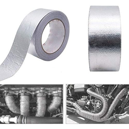 2" Fiber-Glass Cloth Tape Roll, 2 inches x 65 Yards Self-Adhesive Silver Duct Heat Reflective Tape, Insulation Resistant High Temperature HVAC Tape, Metal Repair, Patching Hot Cold Air