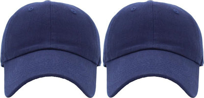 KBETHOS Classic Cotton Dad Hat Bundle Adjustable Unconstructed Plain Cap (One Size, Navy + Navy (2 Pack))