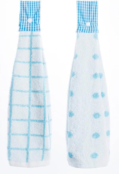 2 Pcs Kitchen Cotton Classical Striped Towel Absorbent Towel Hanging Towels