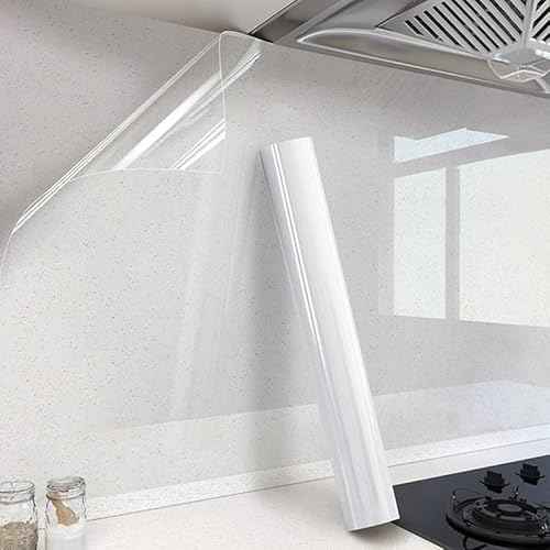 Clear Contact Paper Peel and Stick Wallpaper for Bathroom 15.8" Clear Wall Protector Removable Wallpapers for Countertops Transparent Wall Protective Film Waterproof Wallpaper for Kitchen Backsplash