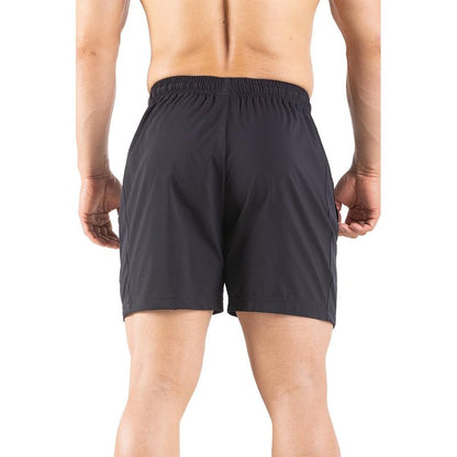 Gaglg Men's 5" Running Shorts 2 Pack Quick Dry Athletic Workout Gym Shorts with Zipper Pockets Black/Dark Grey,Medium