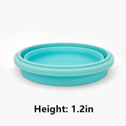 CCyanzi 3piece Round Collapsible Bowl with Lids, Silicone Food Storage Containers, Microwave & Freezer Safe, Space Saving for Kitchen Cabinet and Camping Backpack,(Pink)