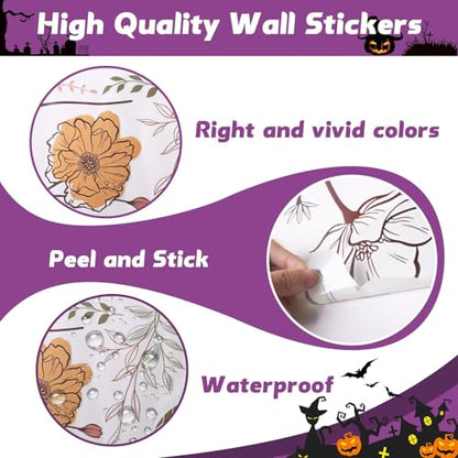 Halloween Wall Stickers and Window Clings 6 Sheets - Removable Peel and Stick Spooky, Bat, Pumpkin Decals for Home Office Classroom Halloween Decorations