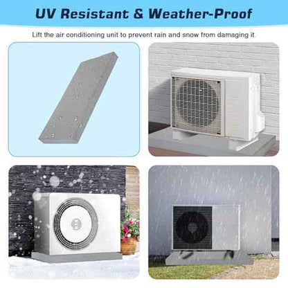 Mini Split Condenser Pad for Ductless Air Conditioner Heat Pump Systems, 38" x 18" x 3" Anti-Slip Plastic Equipment Base for Outdoor HVAC Unit, Gray