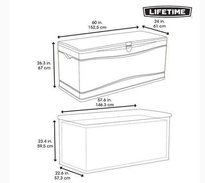 LIFETIME 60298 Heavy Duty Outdoor Storage Deck Box, 130 Gallon, Gray