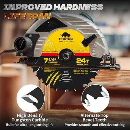 Circular Saw Blade 7 1/4" 24T Wood Cutting Framing/Fine Finish Circular Saw Blade, 5/8" Arbor, TCT Carbide-Tipped, Teflon Anti-Stick, Miter Saws Blades for Wood, MDF, OSB, Laminated, Plywood (10 Pack)