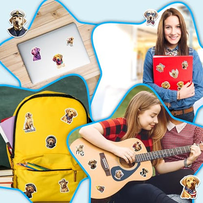 Labrador Stickers 50 Pieces Vinyl Waterproof Decal for Laptop Water Bottle Phone Car Window Bike Motorcycle Stakeboard Scrapbook Labradors Sticker Gifts for Kid Teen Adult