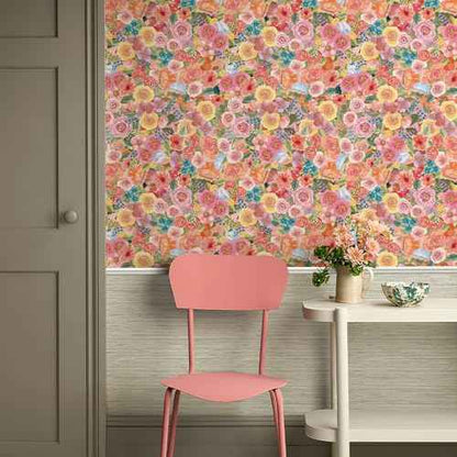 Simon&Siff Floral Peel and Stick Wallpaper 17.3"x80" Pink Watercolor Flowers Wall Murals Removable Wall Paper for Bedroom Bathroom Cabinet Renter Friendly