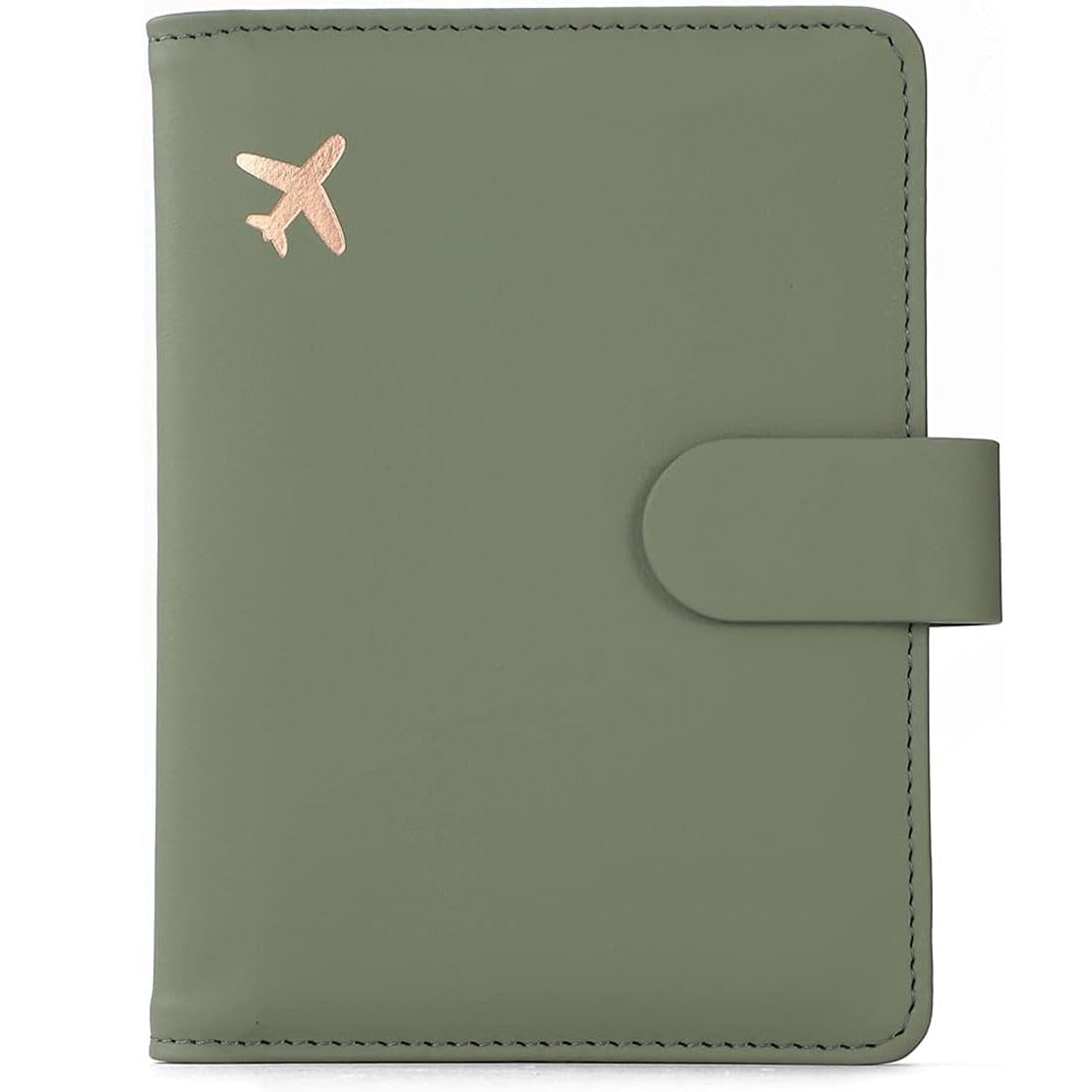 Melsbrinna Premium Leather Passport Holder Covers Case, Waterproof Rfid Blocking Travel Wallet Passport Holder with Pen Holder, Cute Passport Book for Women/Men (Simplicity, AE-Moss green)
